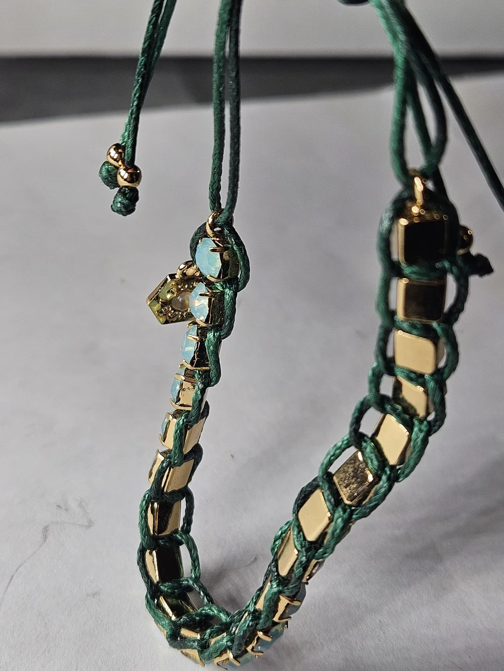Tory Burch Mixing Swarovski Crystals Corded Thread,Macramé Logo, Bracelet Friend